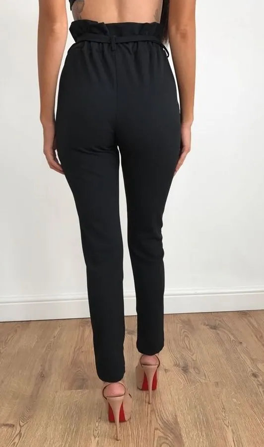 Popular High Waist Belt Casual Ankle-Length Pants Slim Fit Pencil Women Pants