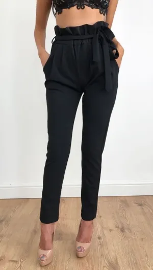 Popular High Waist Belt Casual Ankle-Length Pants Slim Fit Pencil Women Pants