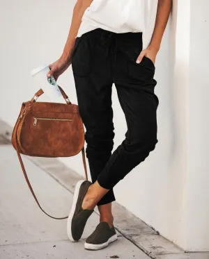 Popular Women Elastic Lace Casual Pants Loose Pocket Slim Fit Long Pants