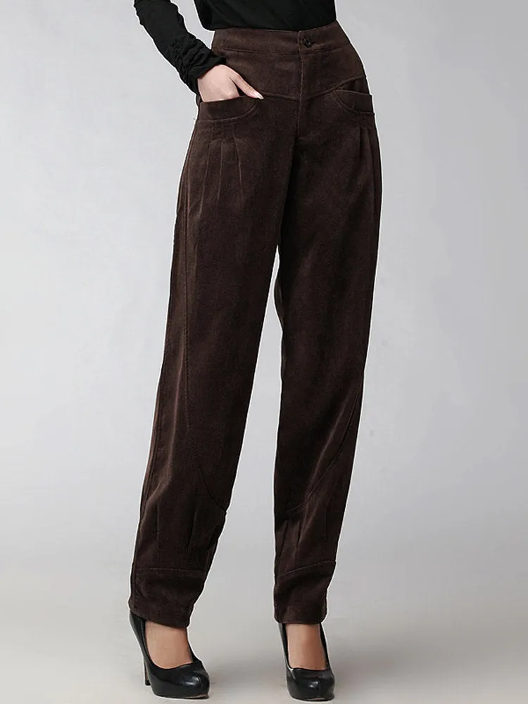 Pure Color High Waist Pants For Women