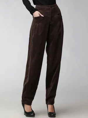 Pure Color High Waist Pants For Women