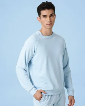 Rare Rabbit Articale Men's Arum Clear Blue Cotton Fabric Full Sleeves Solid Sweatshirt