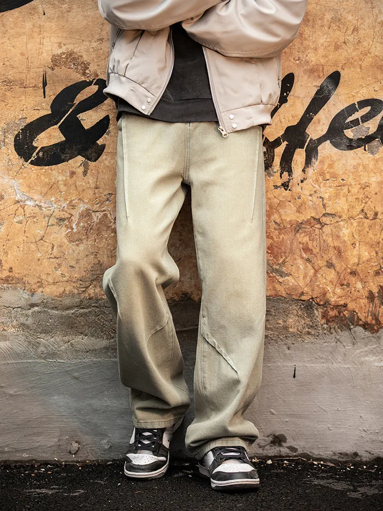Retro Pleated Washed Cargo Jeans
