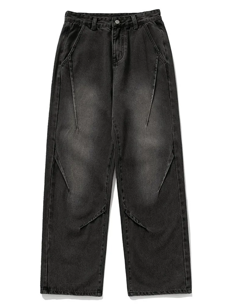 Retro Pleated Washed Cargo Jeans
