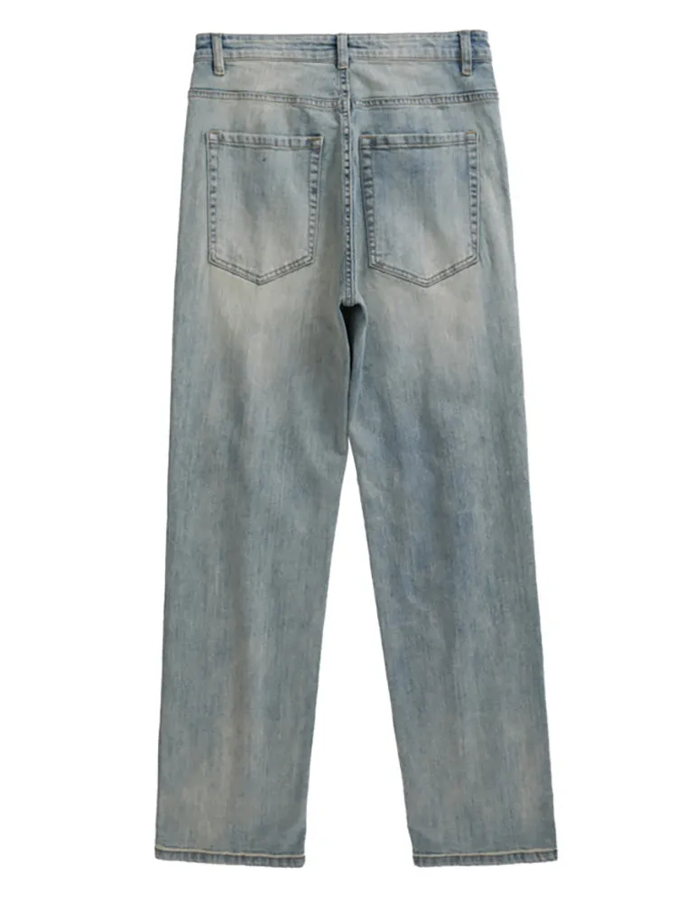 Retro Ripped Patched Washed Jeans