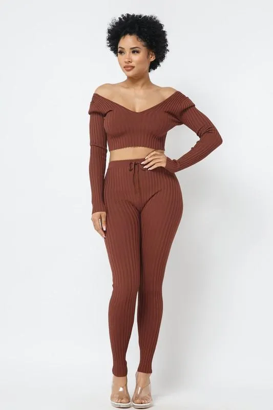 RIBBED KNIT LEGGING SET
