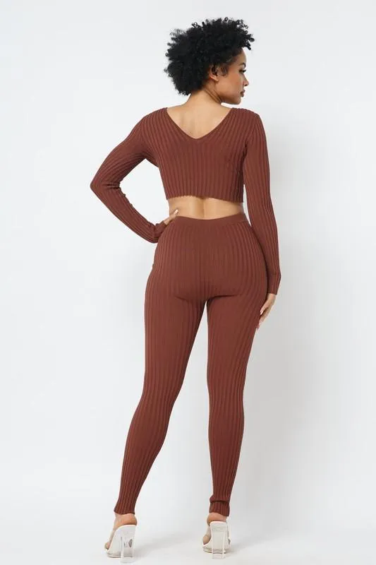 RIBBED KNIT LEGGING SET