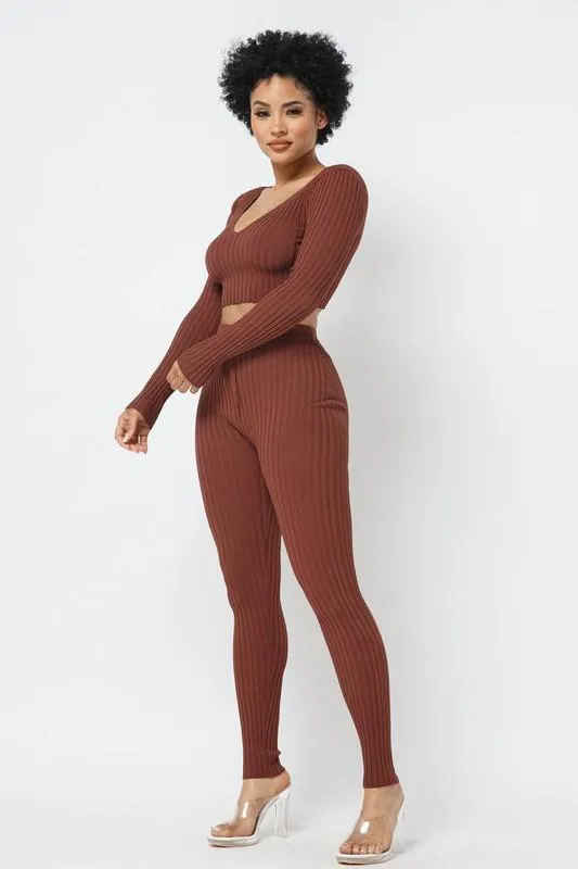 RIBBED KNIT LEGGING SET