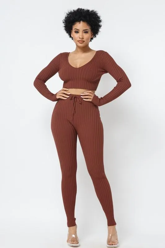 RIBBED KNIT LEGGING SET