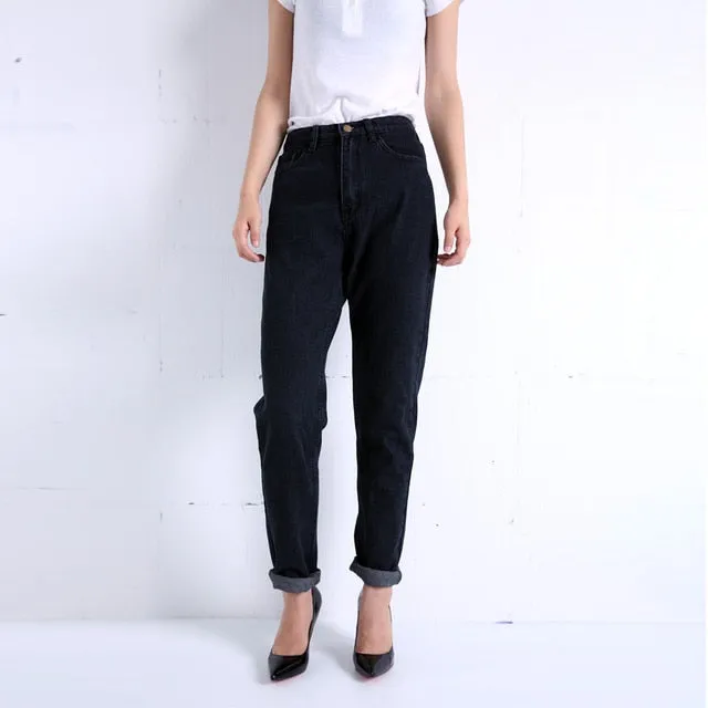 Slim Pencil Pants Vintage High Waist Jeans Full Length Pants Loose Cowboy Pants