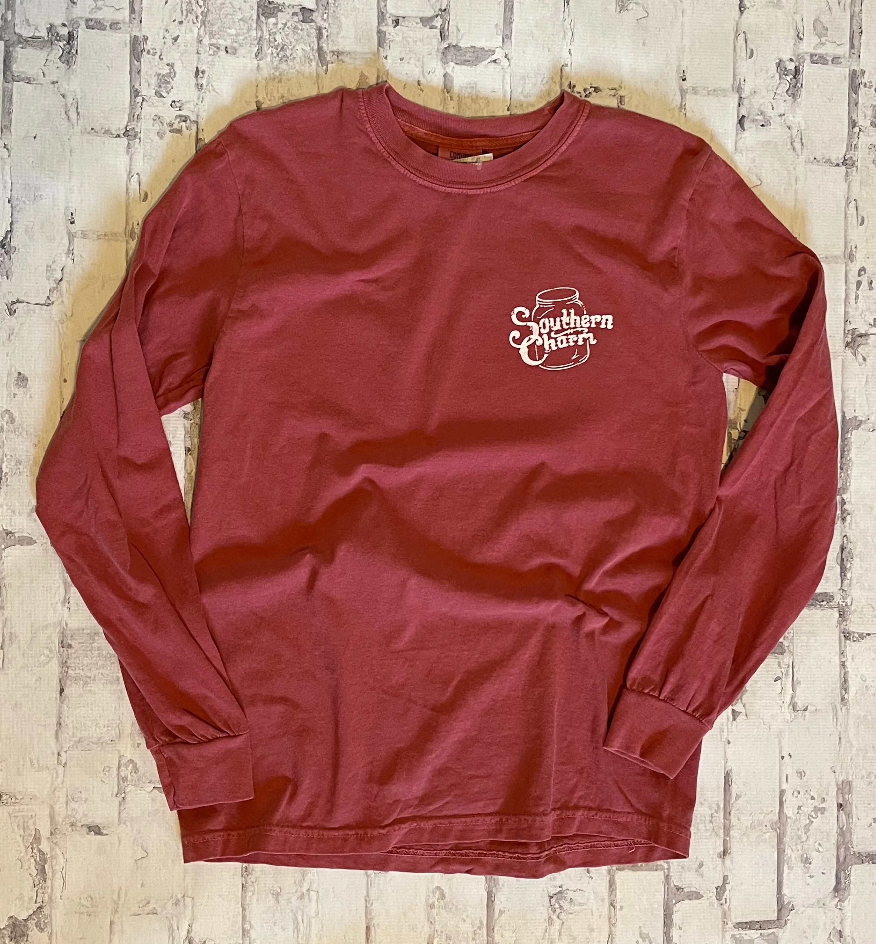 Southern Charm "Put A Little South In Yer Mouth" Long Sleeve T-shirt - Crimson