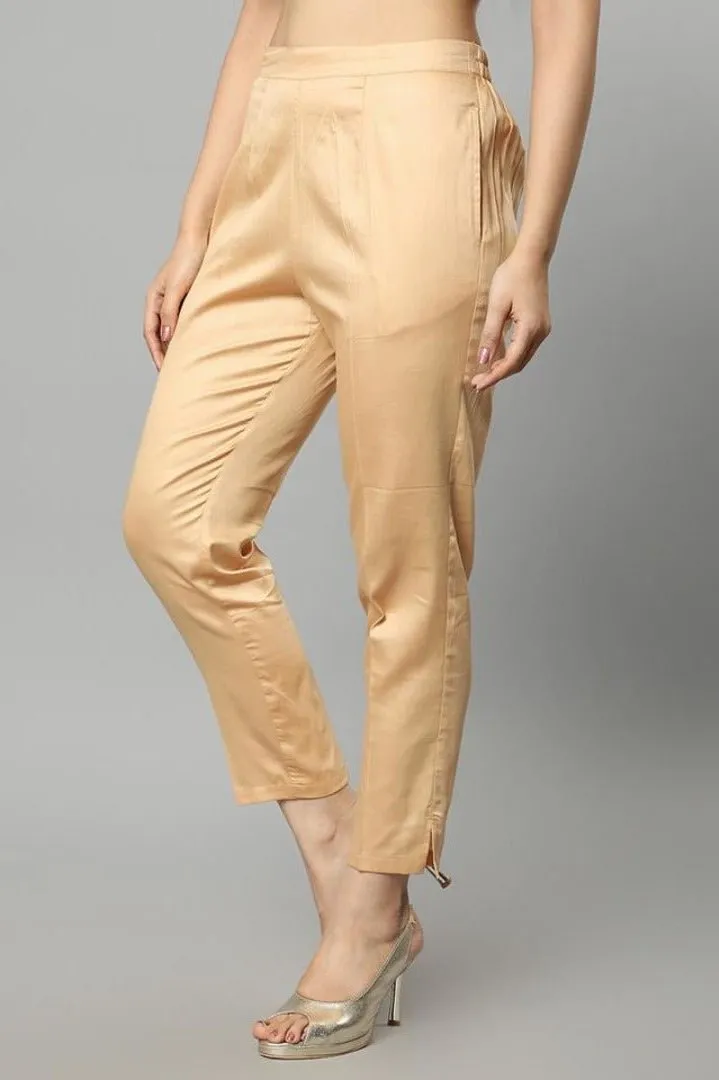 Straight Fit Cream Drainpipe Pants