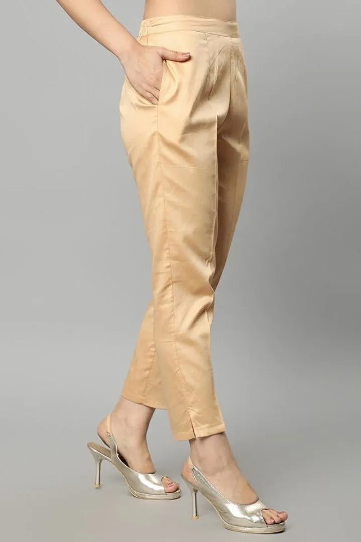 Straight Fit Cream Drainpipe Pants