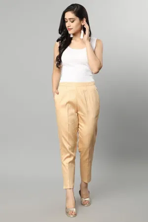 Straight Fit Cream Drainpipe Pants