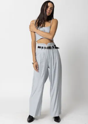 STRETCH LINEN KNOTCH WAIST PANTS