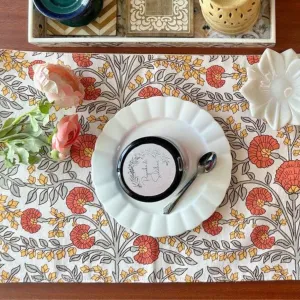 Table Runner | Elegant Design | Refreshing Rust | Floral Print | 14x72 Inches