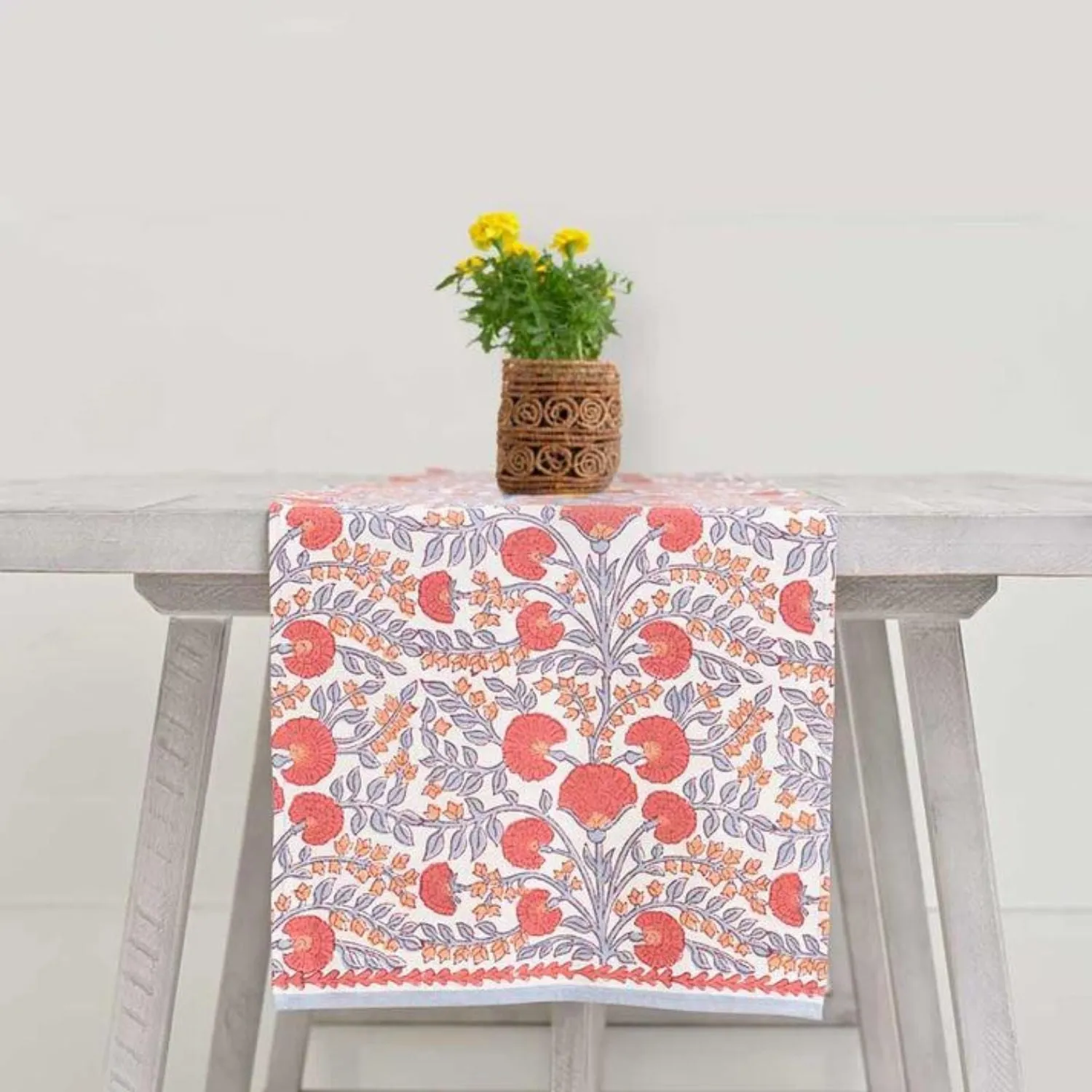 Table Runner | Elegant Design | Refreshing Rust | Floral Print | 14x72 Inches