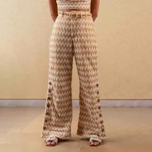 Tencel Printed Pant For Women | High Waist | Mustard