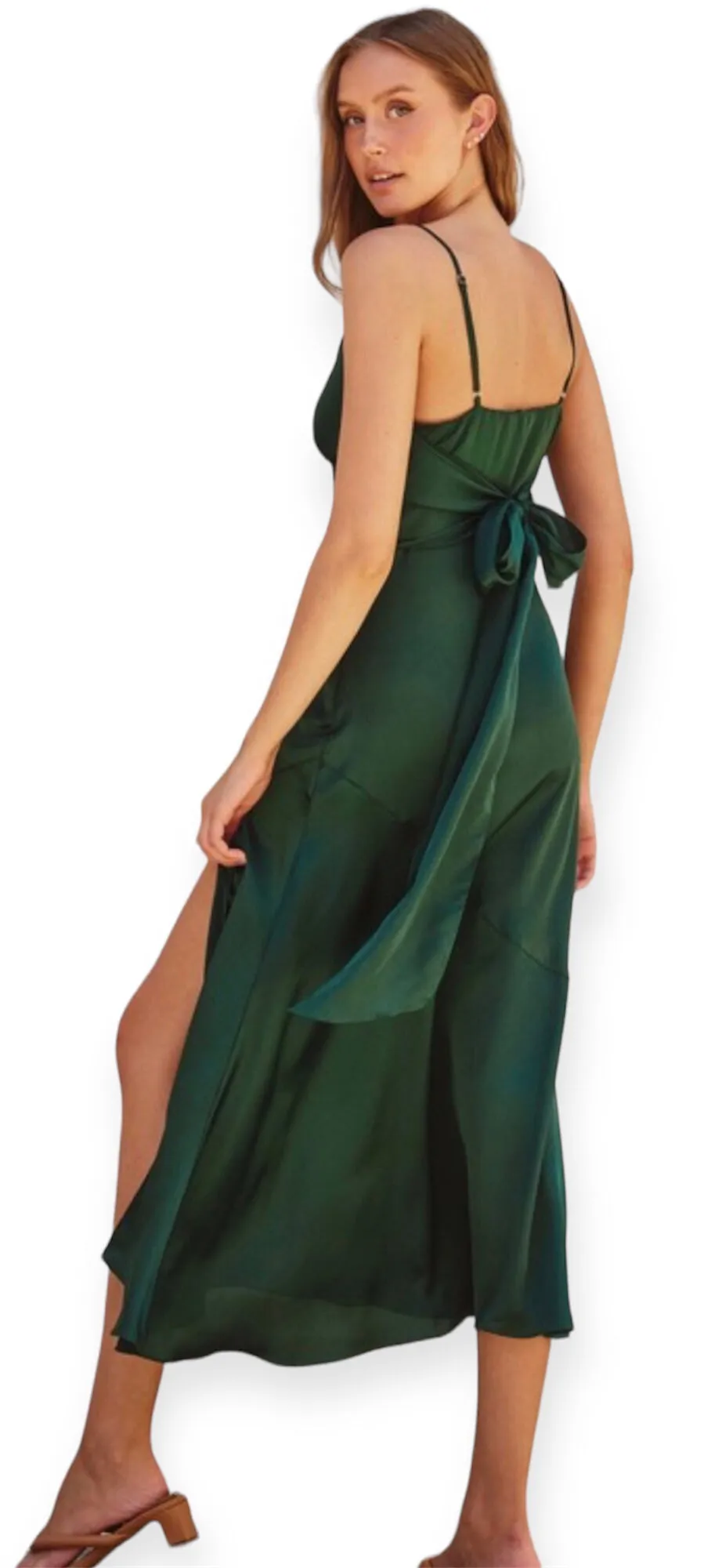 The Jade Satin Maxi Dress