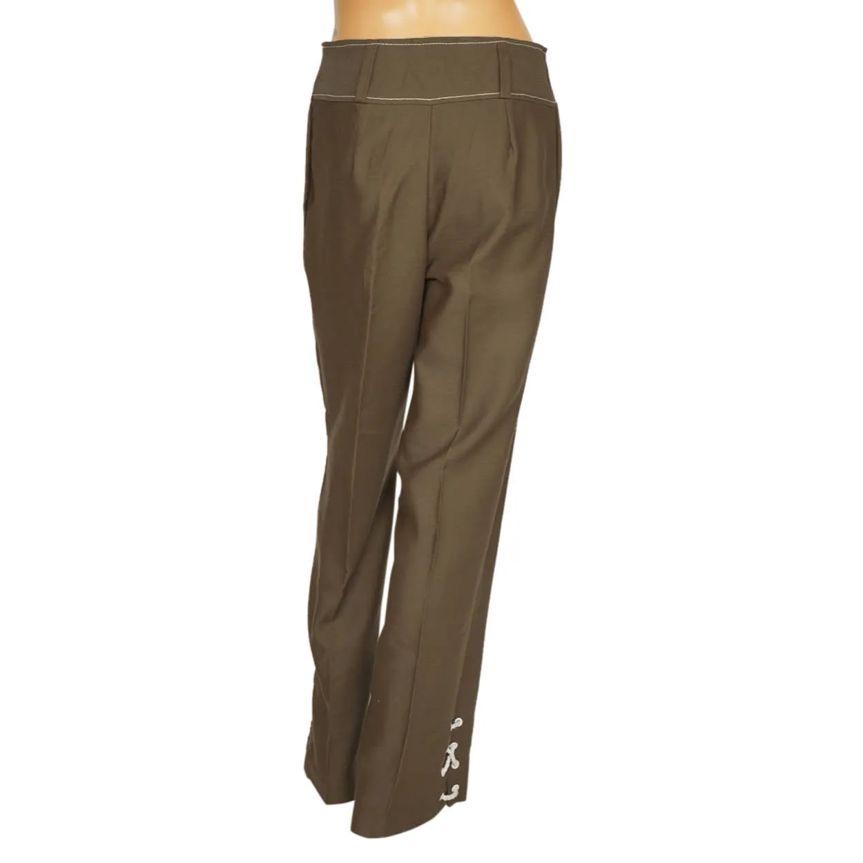 Vintage 1960s 70s Vest &amp; Pants Set Brown Linen Ladies Unused Size M
