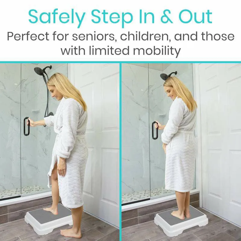 Vive Health Bath Step with Non-Slip Rubber Surface - White