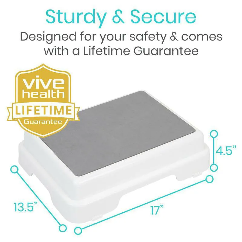 Vive Health Bath Step with Non-Slip Rubber Surface - White