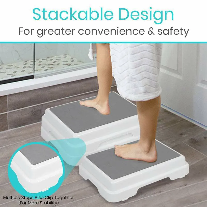 Vive Health Bath Step with Non-Slip Rubber Surface - White