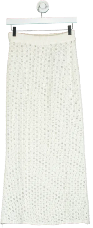 White KNit Midi Skirt UK ONESIZE