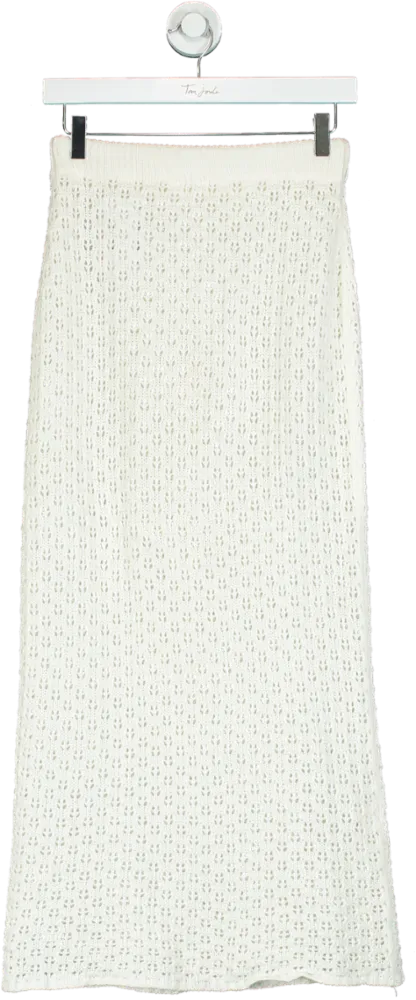 White KNit Midi Skirt UK ONESIZE