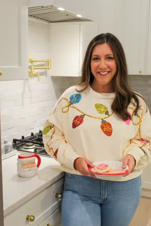 Wild Indigo - Light Up The Room Christmas Embroidery Cropped Sweatshirt