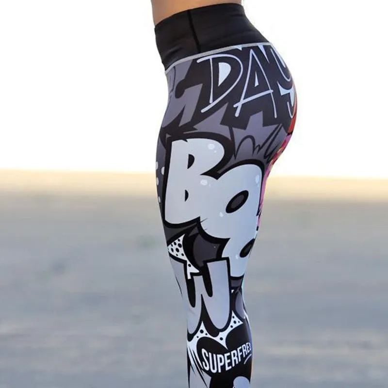 Women Digital Printing Leggings Workout Leggings High Waist Push Up Leggins
