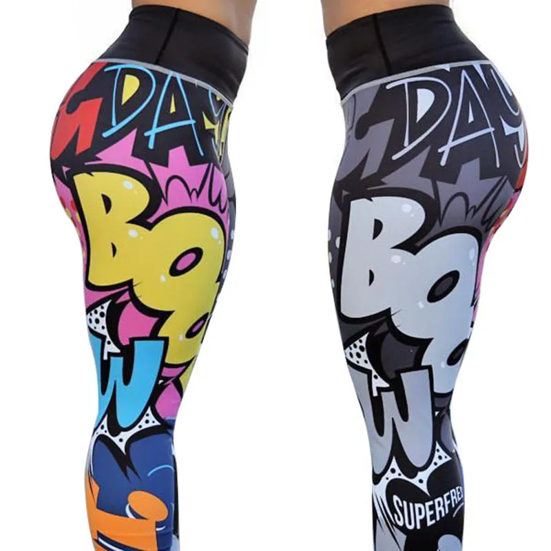 Women Digital Printing Leggings Workout Leggings High Waist Push Up Leggins
