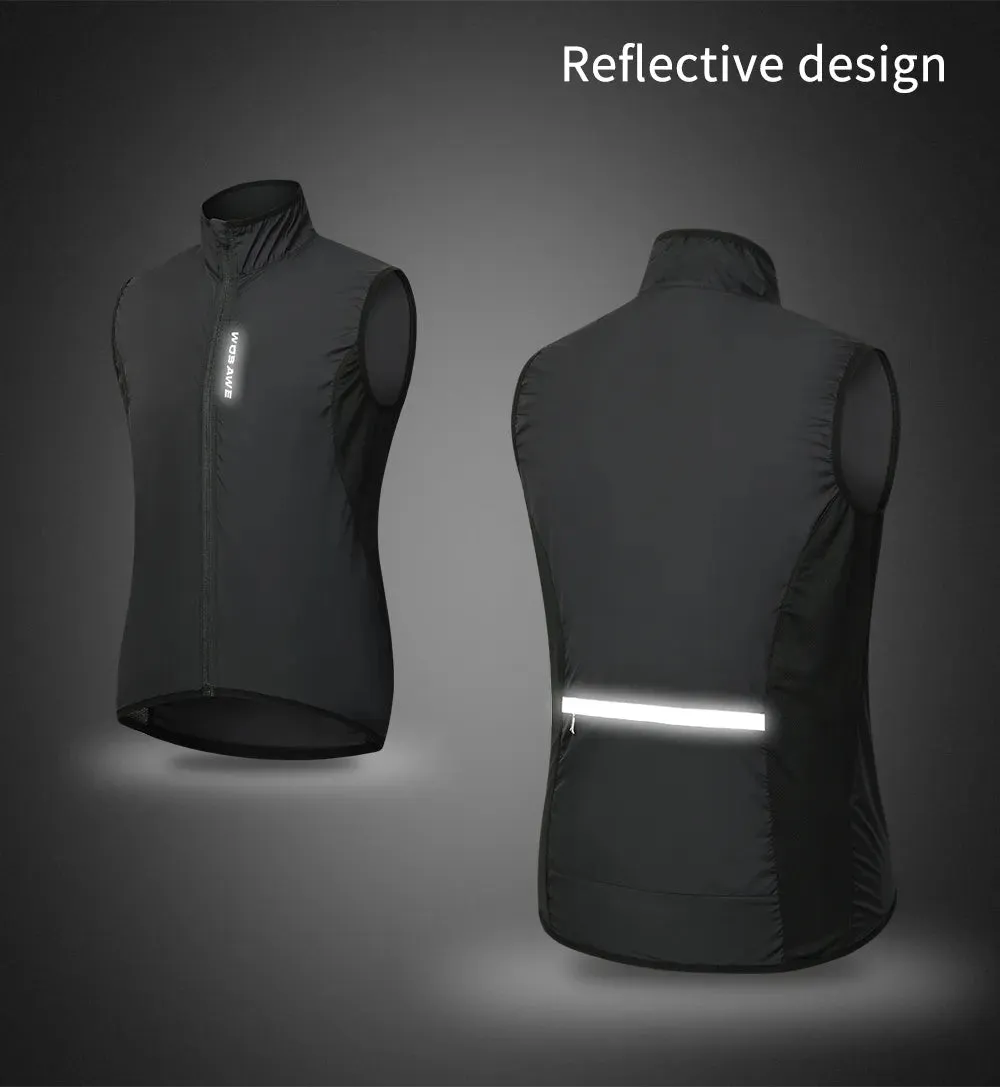 Women Reflective Cycling Vest Solid Woven Sportswear Men Cycling Windbreaker Water Repellent Windproof MTB Bike Jacket