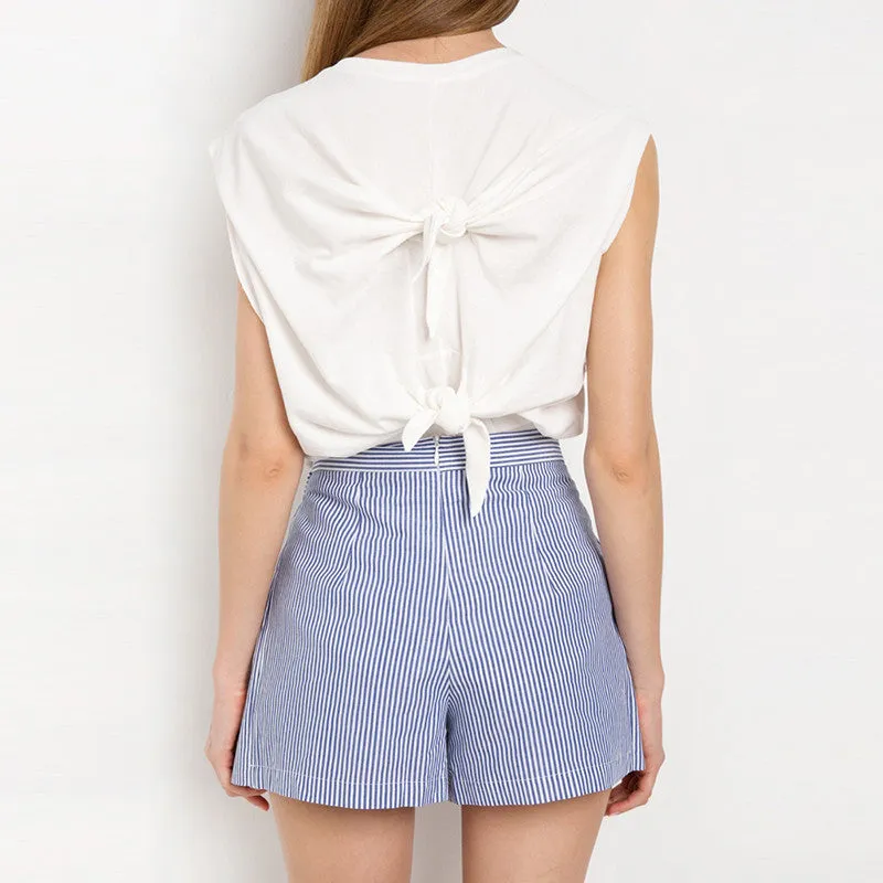 Women's Striped High Waist Loose Shorts